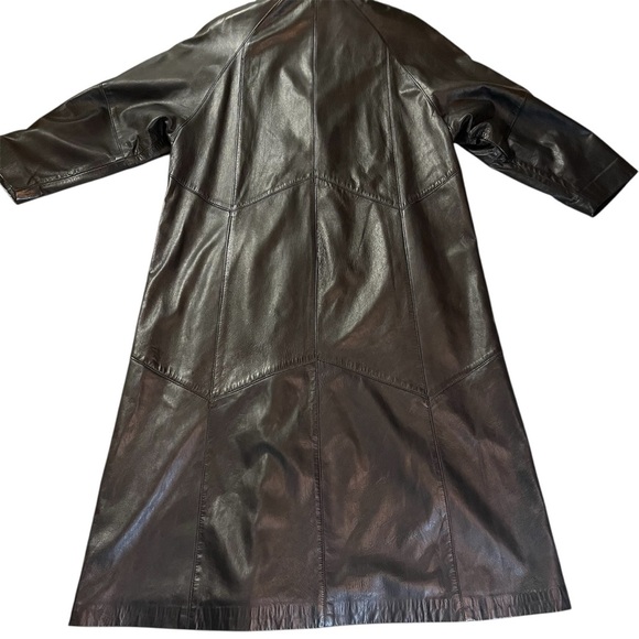 Western Furs long black soft Leather Coat. Oversized - medium large. Vintage - Picture 3 of 16